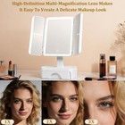 Tri Fold Lighted Makeup Mirror With Storage 3x Magnification small Vanity Mirror