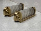 Art Deco Vintage Brass   Glass Rod Wall Sconce Light Fixtures - Antique Set Of 2