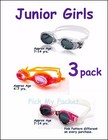 Speedo Swim Goggles Junior Girls Uv Protect  Anti Fog  Latex Free - 3 Pack