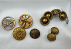 Mismatched Lot Of 10 Retro Buttons Brass Gold Tnmetal Art Nouveau Butterfly Bug