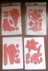 Lot Of 4 Sheena A Little Bit Sketchy floral Ezmounted Rubber Stamps W case   669