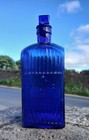 Admiralty 16 Oz Cobalt Blue Antique Glass Poison Bottle With Original Stopper
