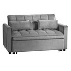 Modern Futon Sofa Bed Gray 3-in-1 Pull-out Convertible Storage Pocket Loveseat
