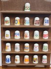 Franklin Mint Porcelain The Country Store 21 Thimbles  W wood Rack 