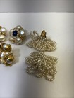 Vintage Lot 5 Pair Clip On Fashion Earrings - Metal  Pearl  Beads  Retro Fit
