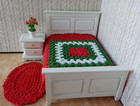 Miniature Dollhouse Christmas Crochet Bedspread comforter blanket afghan