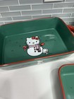 Hello Kitty Sanrio Christmas Snowman Baking Dish 3 Piece Set Green