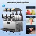 Commercial 3-tank 15l Slushy   Frozen Drink Machine With Auto Cleaning