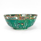 Antique Chinese Export Porcelain Famille Verte  cabbage Leaf  Bowl