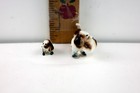 Vintage Genuine Bone China Basset Hound Mom   Puppies Miniature Figurines