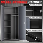 72  Lockable Heavy Duty Metal Storage Cabinet W  Hanging Rod shelves Gray black