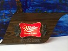 Vintage 1977 Miller High Life Draft Beer Light Up Faux Wood Bar Pub Lighted Sign