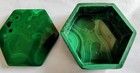 Vintage Natural Malachite Hexagon Trinket Jewelry Box 224g Polished Green Stone