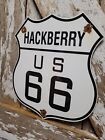 Vintage Route 66 Porcelain Sign Hackberry Us Highway Roadway 12  Town Usa Shield
