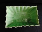 Cookson Pottery Rectangular Planter Ribbed Green Cp-3808 Vintage Rectangle