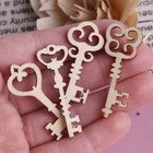 Comidox 40pcs Wooden Ornament Mixed Key Pattern Scrapbooking Wood Slices