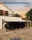   garvee 12x25 Ft Lean-to Metal Carport  Vertical Roof Wall-mounted Car Port For