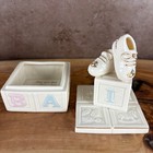 Lenox Precious Steps Baby Blocks Shoes Porcelain Keepsake Box Gold Trim 6028500