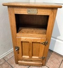 Vintage 80 s  white Clad  Honey Oak Wood End Table Night Stand Ice Box Cabinet 