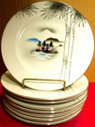 Kutani china Vtg  Island Blue white Set Of Eight  8  Bread   Butter Plates Rare 