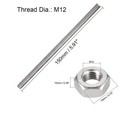 Fully Threaded Rod - 5pcs M12 X 150mm 304 Stainless Steel Threads Bar Studs Rods