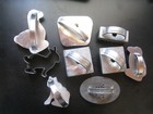 Antique Lot Of 9 Primitive Tin Metal Soldered Handles Cookie Cutters