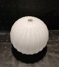 Vintage Round Ribbed White Glass Lamp Light Fixture 8  Ball Globe Shade