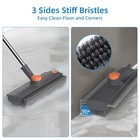 Floor Scrub Brush With Long Handle  3 In 1 Scrape And Heavy-duty Stiff Gray