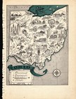 1930s Antique Ohio Map Rare Animated Blue Ohio Picture Map Blu 3148