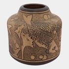 Weller Burntwood 1910s Vintage Art Pottery Tan Brown Fish Ceramic Flower Vase