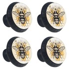 4 Pack Dresser Drawer Cabinet Knobs Classic Honey Bee Daisy Black Round Drawe   