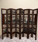 Antique 18th Century Asian 8 Panel Screen W  Village Scenes   Landscapes 37 x25 