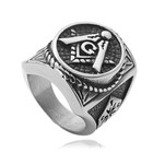 Men s Hexagram Star Masonic Ring Stainless Steel Vintage Biker Hip Hop Ring Punk