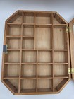 Vintage Octagonal Wood Shadow Box Display Case Glass Door Curio Cabinet 15  22 