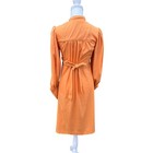 Women s Vintage 70s Disco Midi Dress Button Shirt Sleeve High Neck Orange Size M