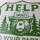 Vintage Forest Service Porcelain Sign - Help Smokey Bear Prevent Fires Ad Sign
