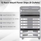 8 Outlet Rack Mount Pdu Power Strip  1020j Surge Protection   15a Black 