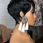 Tgezer Pixie Wigs For Black Women Short Pixie Cut Wig Human Hair Short Gluele   