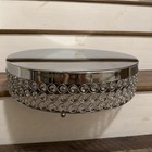 Round Silver Metal Cake Stand Crystal Beads Wedding Birthday Events 15 5     Used 