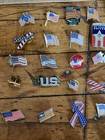 Vintage Usa American Flag Lapel Pin Lot 79 Patriotic Enamel Mixed Pins Bulk