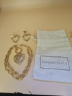 Brinker   Eliza Heart Necklace Earrings Set 24k Gold Plated Brass W Pouch