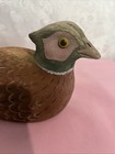 Vintage 12  Hand Painted   Carved Wooden Hooded Ring Necked Pheasant Wood Decoy