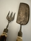 Vintage Silver Plated Fork   Crumb Scoop Set Resin Antler Handle Dining