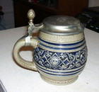 German Lidded Beer Stein   620 3  original King 2   Rein Zinn Pewter Lid