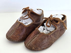 Wonderful antique vintage doll child s soft Leather Shoes slipper Style  So Nice
