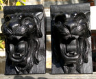 Antique Carved Oak Lion Head Appliques architectural Salvage wall Plaques 6 5 