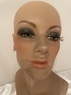 Vintage Mannequin Wig Hat Head Mannequin Eyeshadow Lashes Orange Lip Color