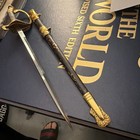 Usn Navy Style Letter Opener Sword Gold Detailing Steel Blade With Scabbard