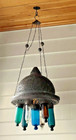 Pierced Copper Mosque Lantern Handblown Glass Moorish Islamic C1890-1920