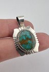 Vintage Begay Navajo Sterling Silver Royston Turquoise Stamped Pendant